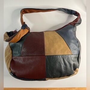 Vintage-Style Multicolor Patchwork Hobo Style Shoulder Bag